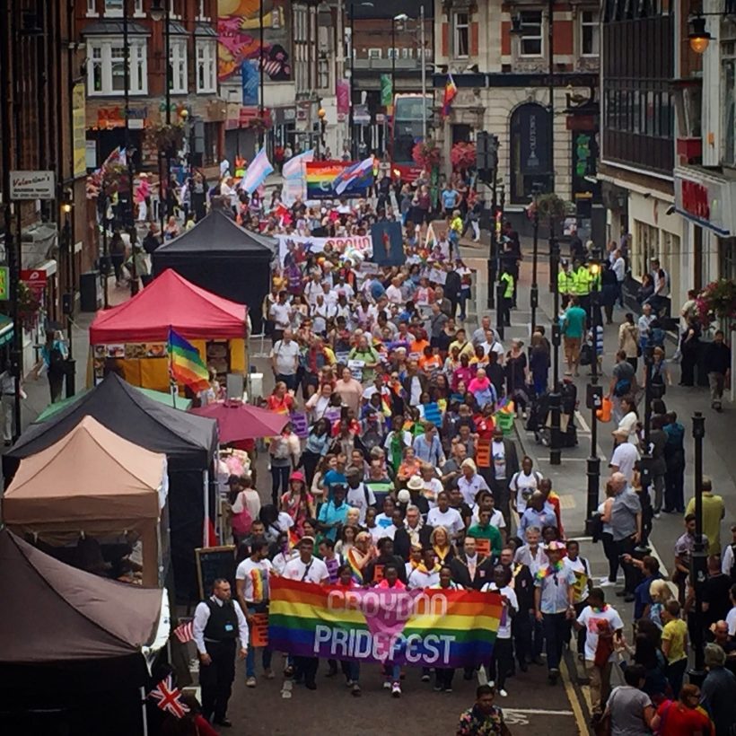 Croydon Pride 2016 - 500 people march into Surrey Street