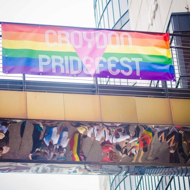 Croydon Pride 2016 - banner under bridge in Surrey Street